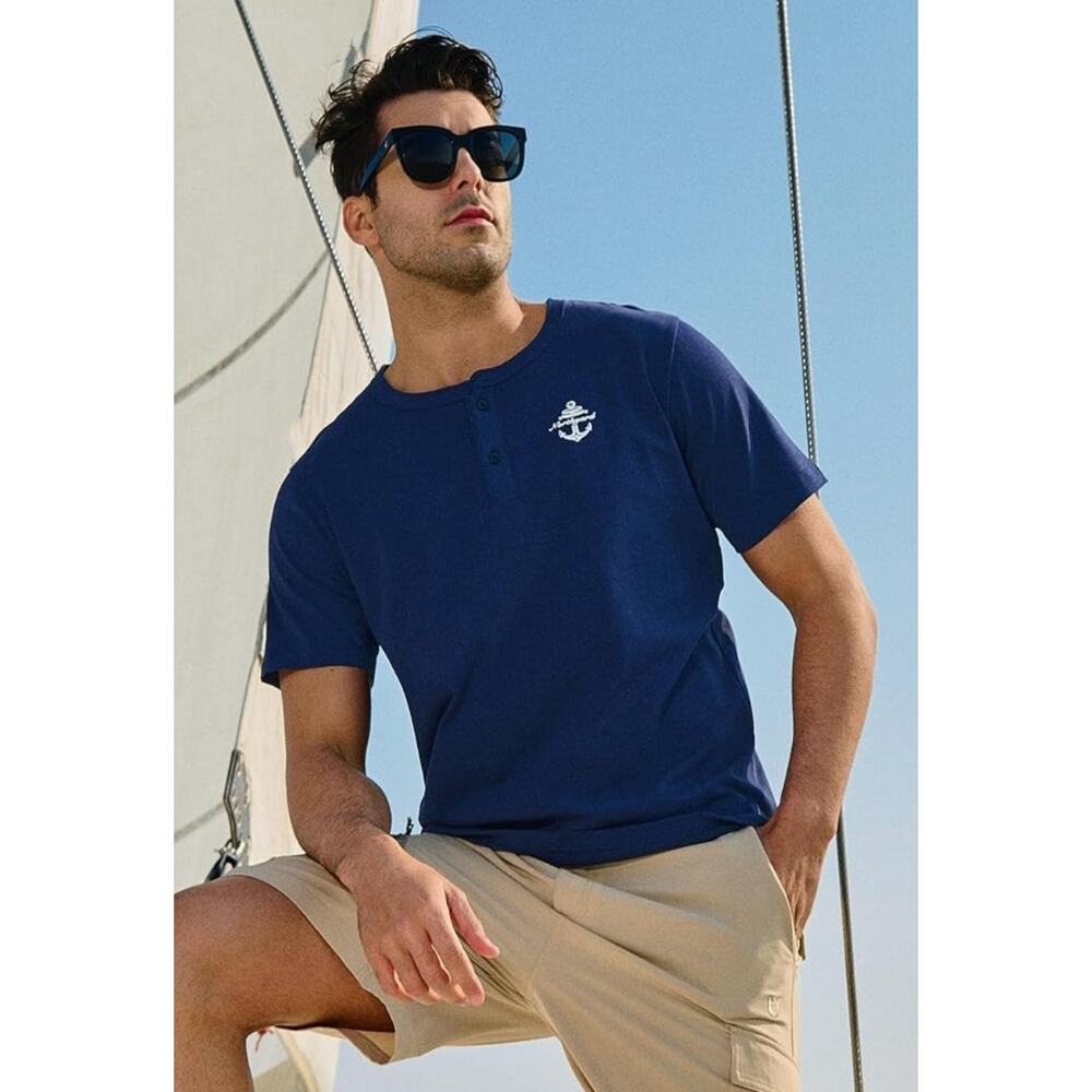NORTHYARD Men's Henley Shirts Casual Short Sleeve Heavy Cotton T-Shirt